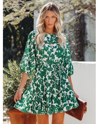 Skater Dresses Jewel Neck Half Sleeves Layered Sexy Fit And Flare Dress Summer Resort Wear