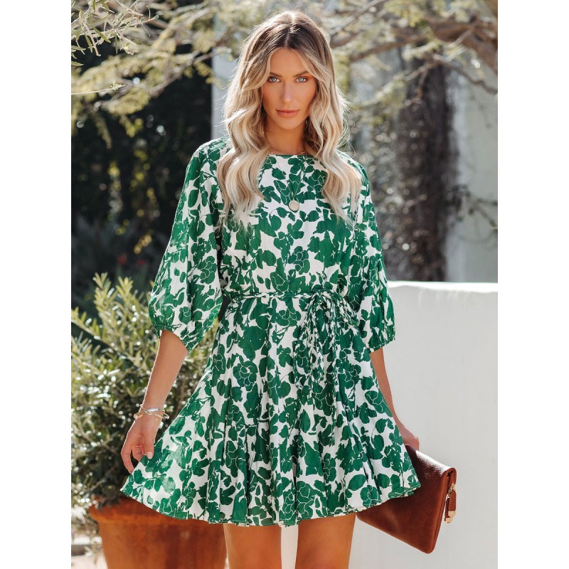 Skater Dresses Jewel Neck Half Sleeves Layered Sexy Fit And Flare Dress Summer Resort Wear