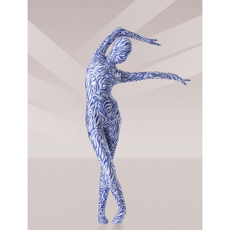 Unisex Morph Suit Artwork Blue Lycra Spandex Fabric Zentai Suit Full Body Suit