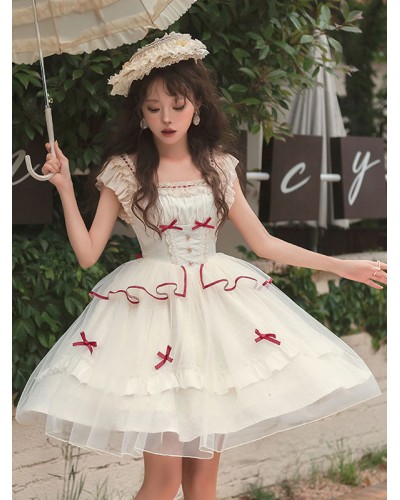 Sweet Lolita Dress Polyester Sleeveless Jumper Dress