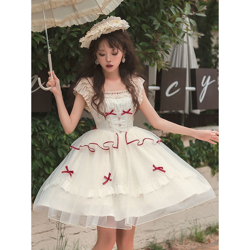 Sweet Lolita Dress Polyester Sleeveless Jumper Dress