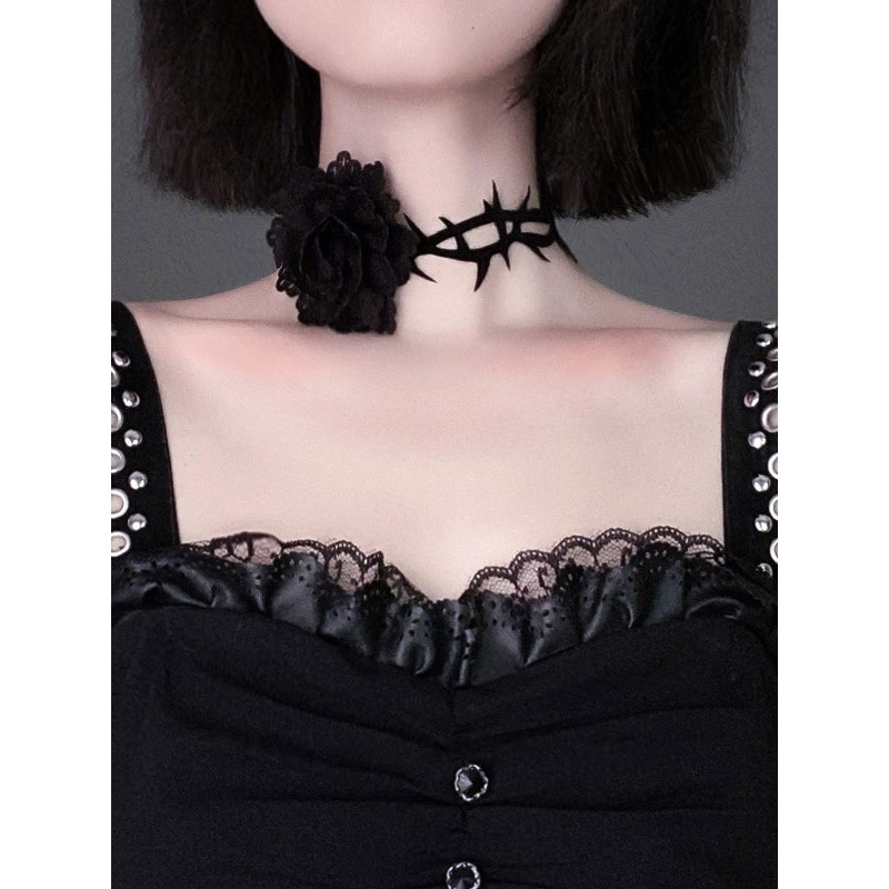 Lolita Accessories Black Flowers Polyester Choker Miscellaneous Gothic Steampunk