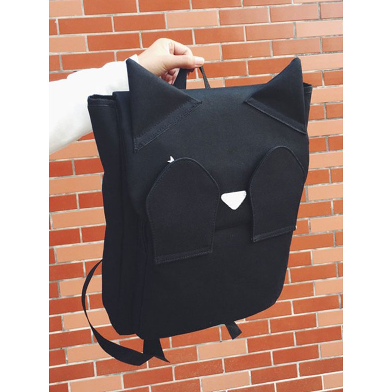 Lolita Kitten Design Canvas Black Lolita Bag Backpack Casual Daily Casual