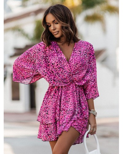 Dress Pink V-Neck Beach Dress Summer Dating