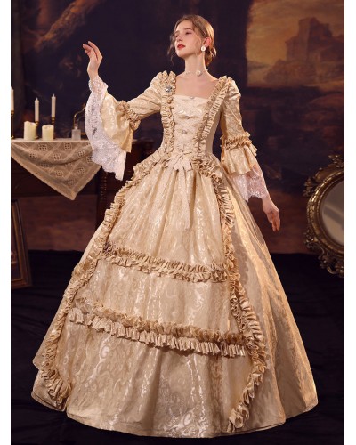 Women Champagne Costumes Polyester Dress 's Marie Antoinette Costume Vintage Clothing Royal Retro Gothic Euro-Style