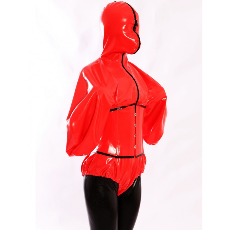 Unisex Modern Red One Piece Women's Latex Clothes(without Sleeve Opening)