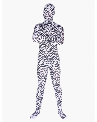 Unisex Zebra Print Zentai Suit Halloween Lycra Spandex Animal Costume Halloween Leotard