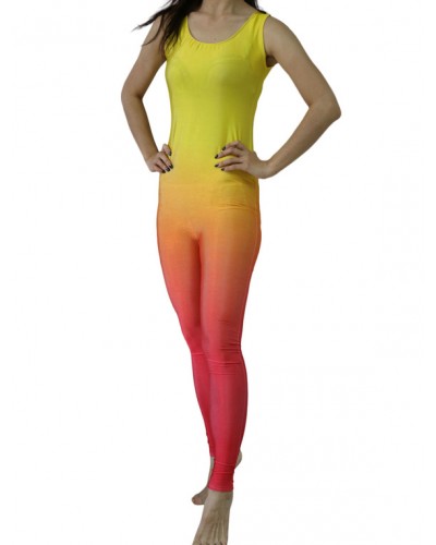 Women Gradient Color Bodysuit Adults Sleeveless Lycra Spandex Catsuit For Leotard