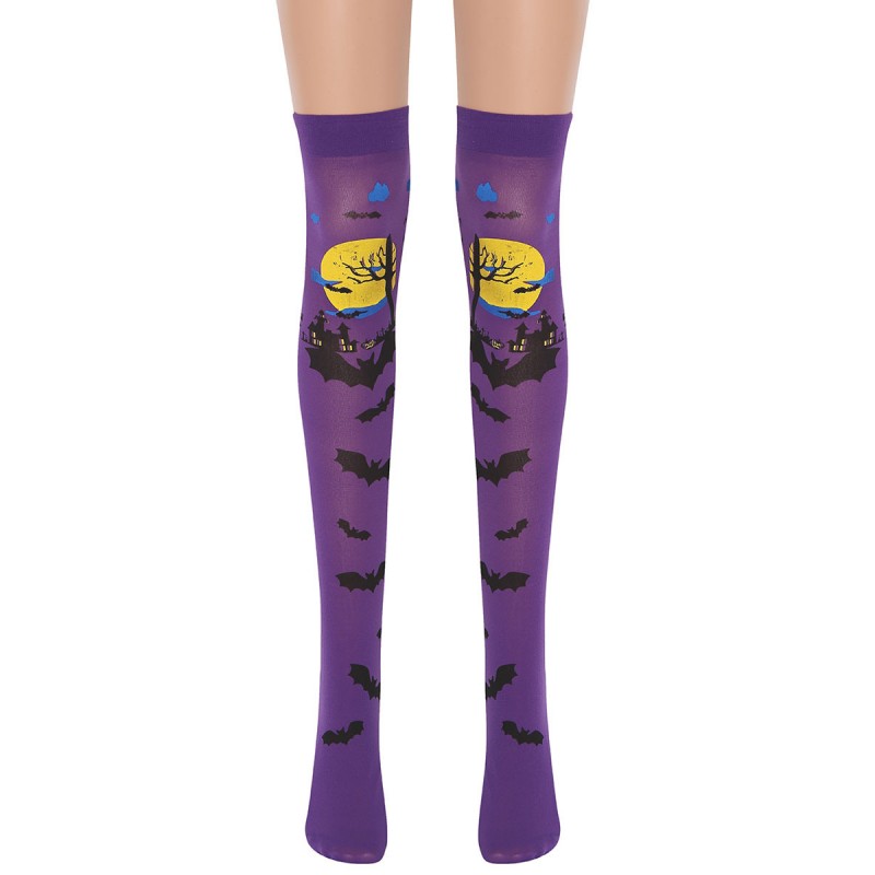 Women Saloon Stockings Bat Knee High Socks Carnival Cosplay Costume Accessories Pantyhose  Tights