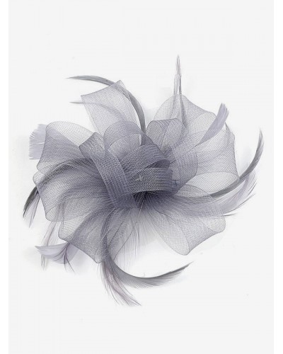 1920s Grey Fascinator Headpieces Feather Women's Vintage Costume Accessories Mardi Gras Halloween Pageant