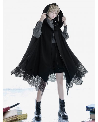 Gothic Lolita Poncho Black Polyester Lolita Poncho Cape Outwears Fall Winter