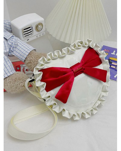 White Lolita Handbag Polyester Bows Ruffles Cross-body Bag Lolita Accessories Cross-body Bag Daily Casual