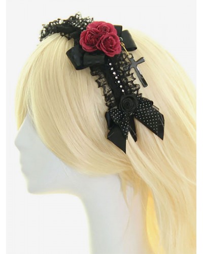 Black Flower Bows Lace Synthetic Lolita Hair Accessories Lovely Ball