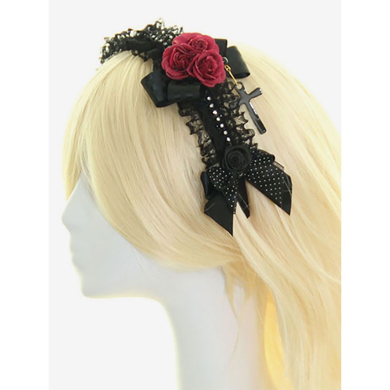 Black Flower Bows Lace Synthetic Lolita Hair Accessories Lovely Ball