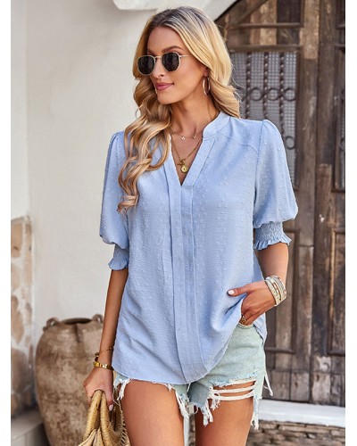 Short Sleeves Tees V Neck Women Tee Chic  Modern Casual Street Wear Daily Casual