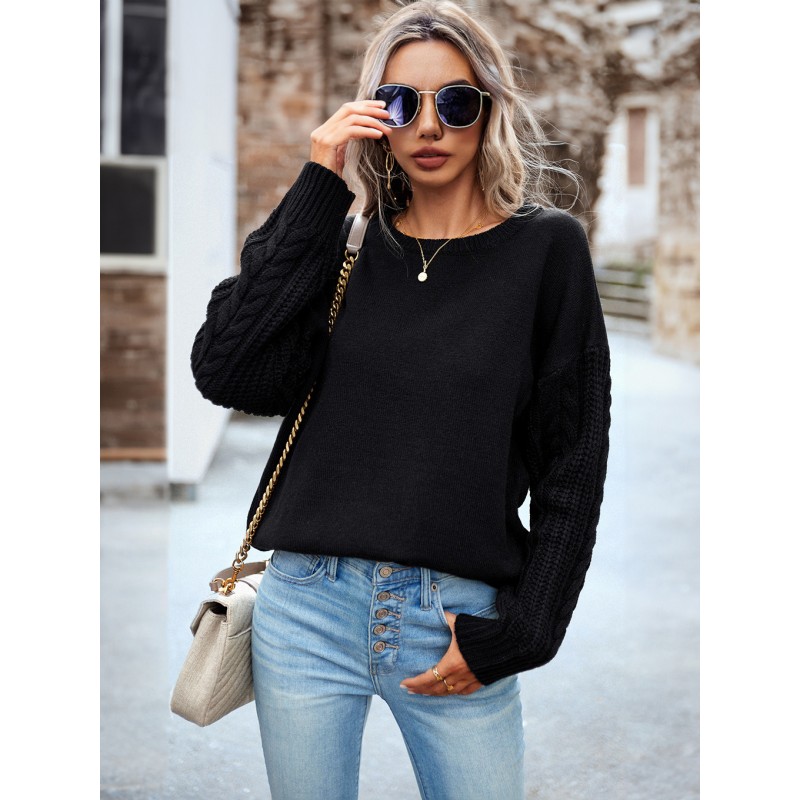 Women Pullover Tops Apricot Jewel Neck Long Sleeves Sweaters Casual Spring Fall Winter