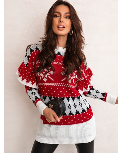 Women Pullovers 2023 Christmas Knit Sweaters Classic  Traditional Casual Fall Winter