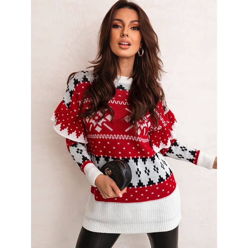 Women Pullovers 2023 Christmas Knit Sweaters Classic  Traditional Casual Fall Winter