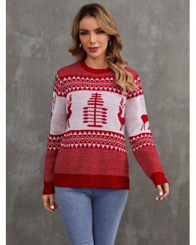 Women Pullover Sweater 2023 Christmas Tops Classic  Traditional Casual Spring Fall Winter