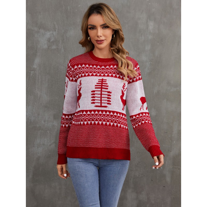 Women Pullover Sweater 2023 Christmas Tops Classic  Traditional Casual Spring Fall Winter