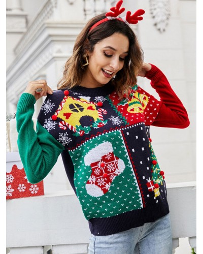 Women Pullover Sweater 2023 Christmas Knitted Tops Classic  Traditional Casual Spring Fall Winter