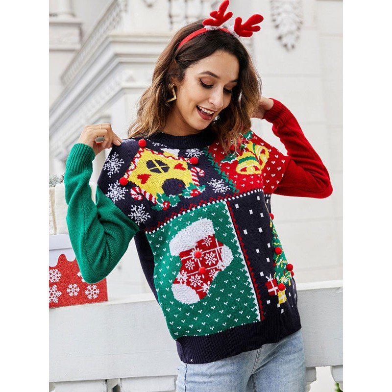 Women Pullover Sweater 2023 Christmas Knitted Tops Classic  Traditional Casual Spring Fall Winter