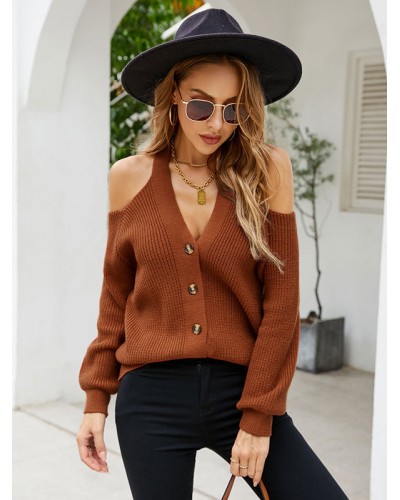 Women Pullover Sweater Cut Out V-Neck Long Sleeves Sexy Sweaters Casual Street Wear Daily Casual