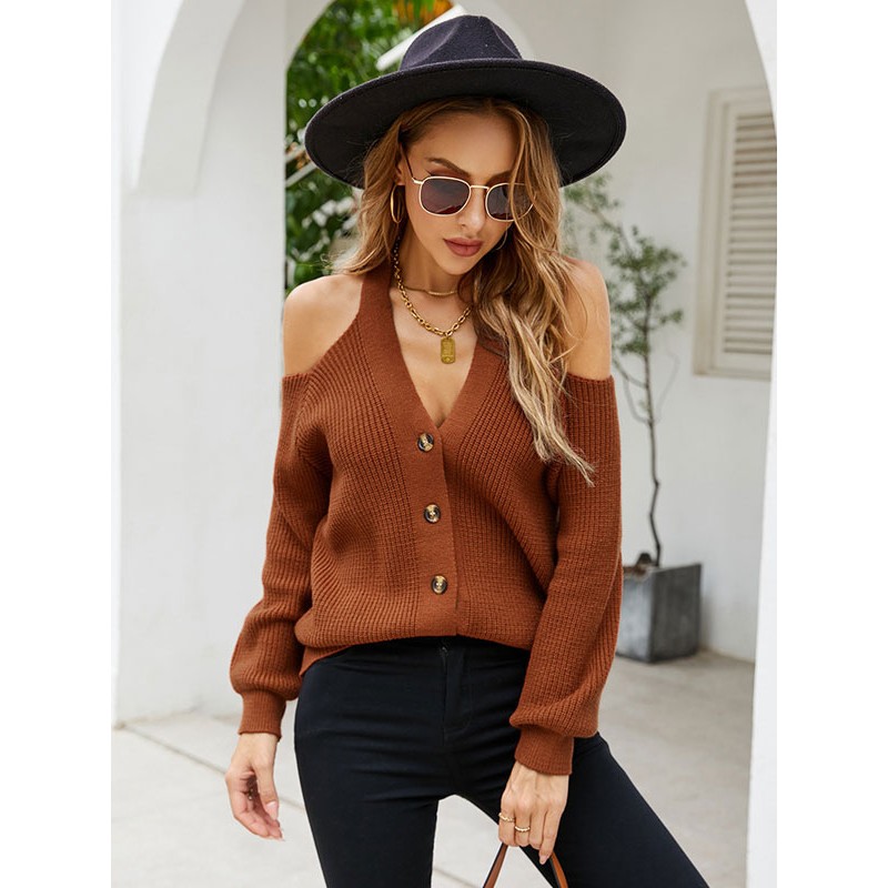 Women Pullover Sweater Cut Out V-Neck Long Sleeves Sexy Sweaters Casual Street Wear Daily Casual