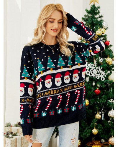 Women Pullover Sweater2023 Christmas Knitted Tops Classic  Traditional Casual Spring Fall Winter