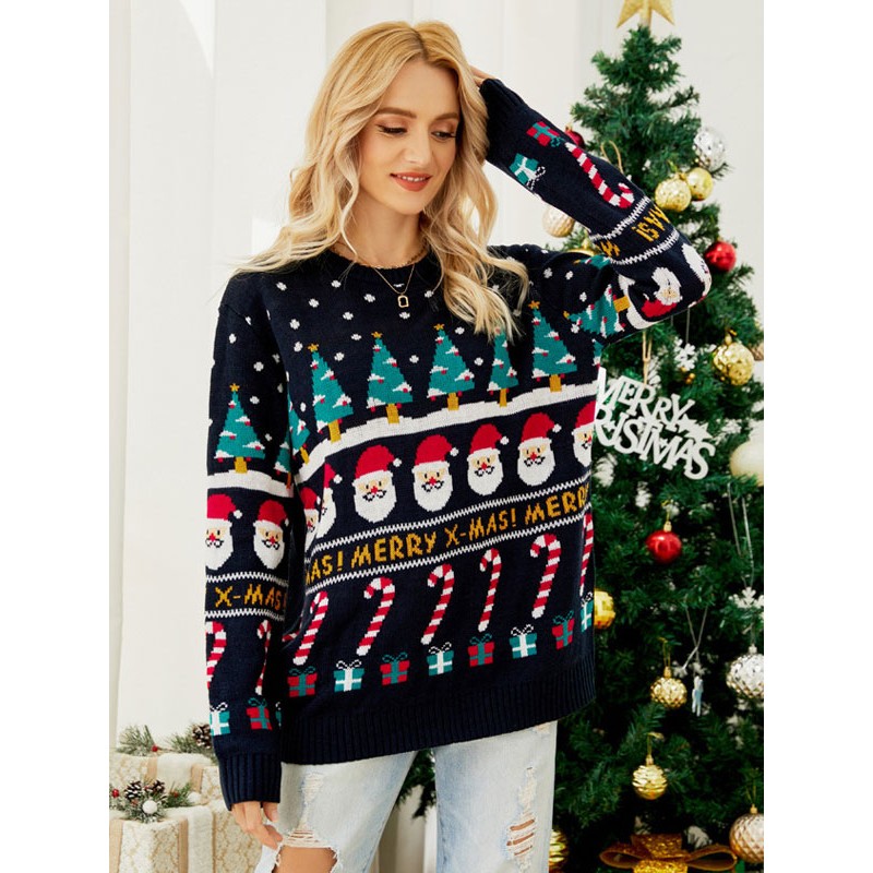 Women Pullover Sweater2023 Christmas Knitted Tops Classic  Traditional Casual Spring Fall Winter