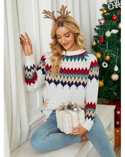 Women Pullover Sweater 2023 Christmas Pattern Knitted Tops Winter