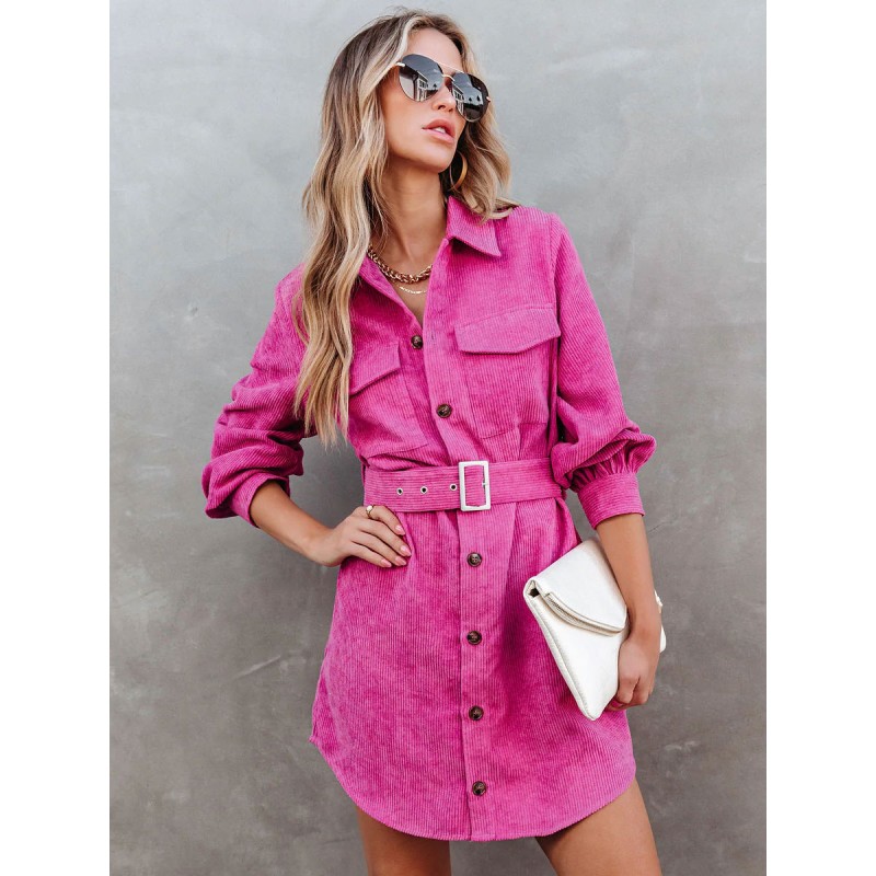 Women Blouse Rose Buttons Turndown Collar Long Sleeves Tops Casual Spring Fall Winter