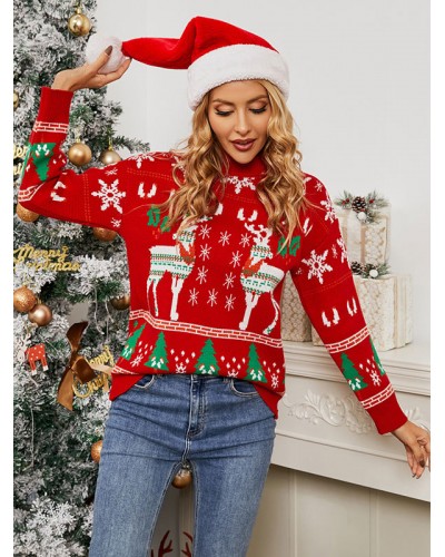 Women Knitted Pullovers 2023 Christmas Sweater Tops Winter