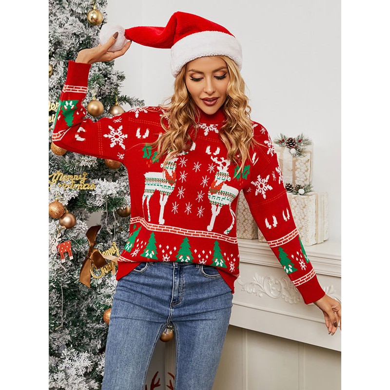 Women Knitted Pullovers 2023 Christmas Sweater Tops Winter