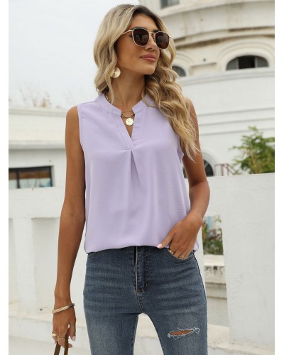 Purple Cami Top V-Neck Chiffon Women Camis Casual