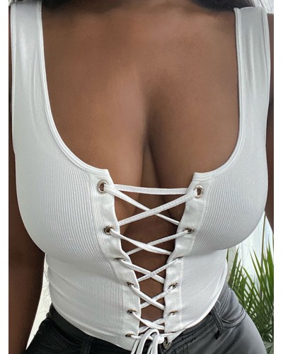 Women Sexy Top U-Neck Spaghetti Straps Sleeveless Summer Tops