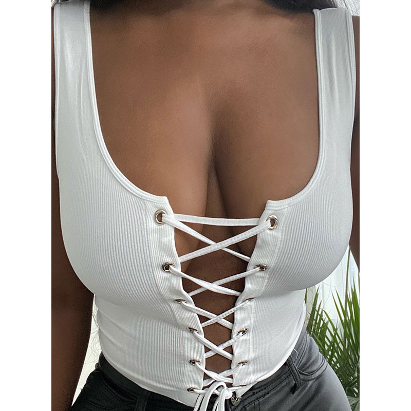 Women Sexy Top U-Neck Spaghetti Straps Sleeveless Summer Tops