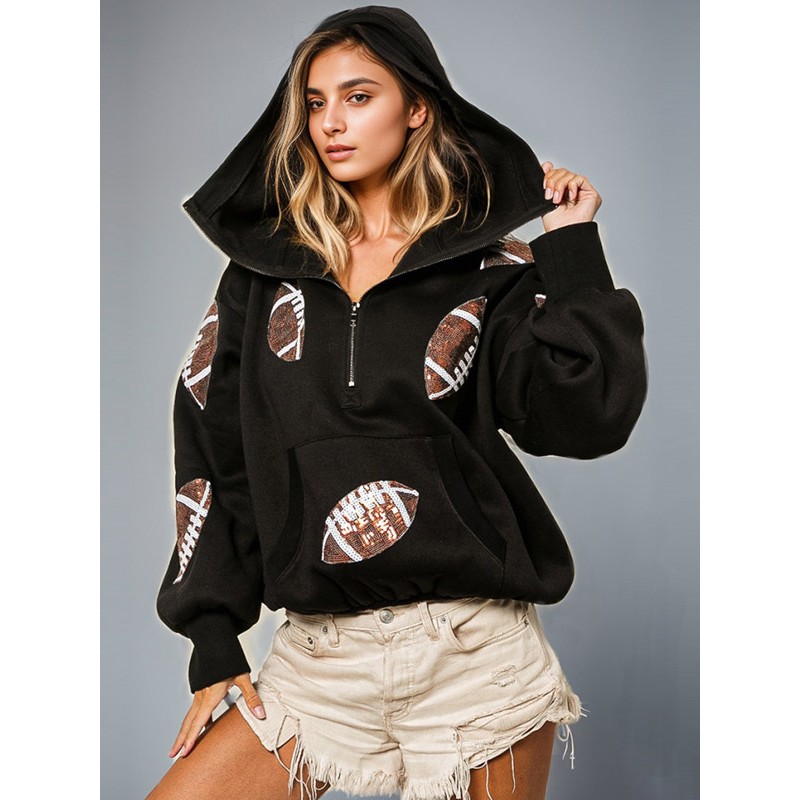 Women Hoodie For Woman Rugby Printed Color Block Cotton Hooded Sweatshirt Casual Athletic Street Wear Daily Casual Field