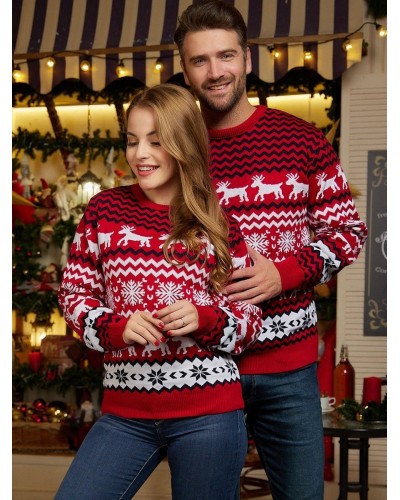 Men Women Couple 2023 Knitted Holiday Pullover Sweaters Christmas Street Wear Indoor Field