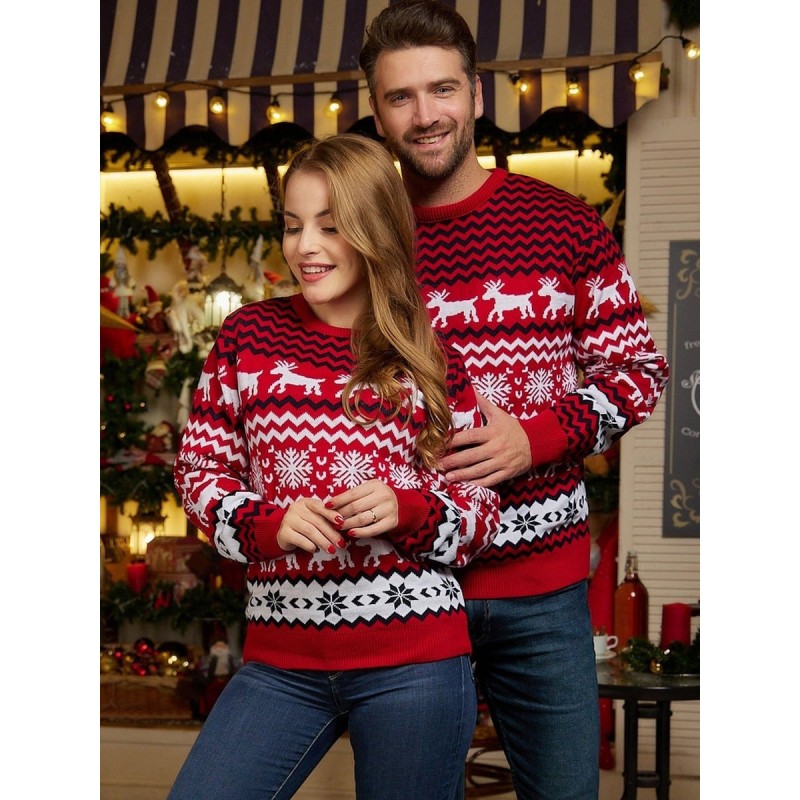 Men Women Couple 2023 Knitted Holiday Pullover Sweaters Christmas Street Wear Indoor Field