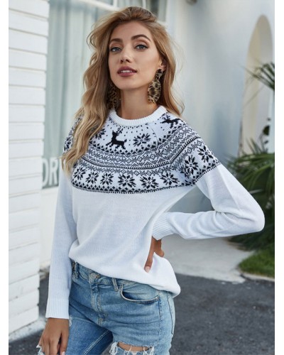 Women Pullovers Christmas 2023 Knit Sweater Tops Classic  Traditional Casual Spring Fall Winter