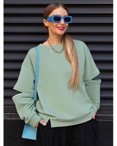 Hoodie Sweatshirt Round Neck Long Sleeves Cut Outs Tops For Women Chic  Modern Casual Street Wear Daily Casual