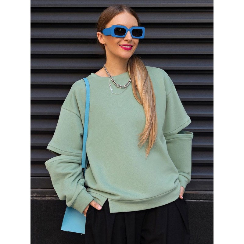 Hoodie Sweatshirt Round Neck Long Sleeves Cut Outs Tops For Women Chic  Modern Casual Street Wear Daily Casual