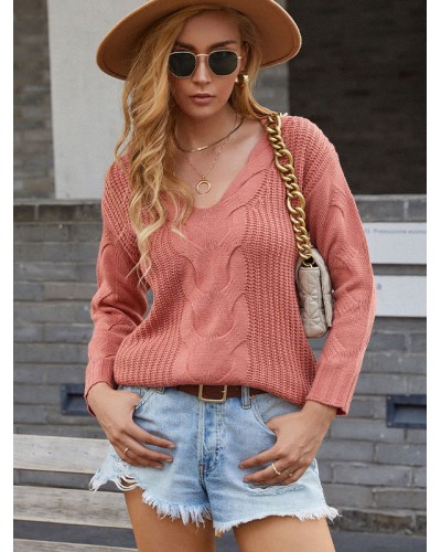 Pullovers For Women Watermelon Red High Collar Long Sleeves Sweaters Casual Field