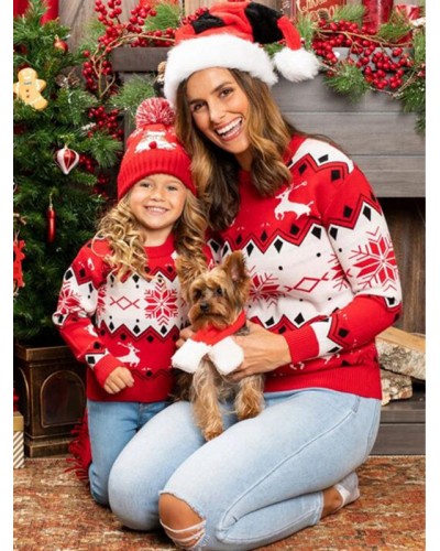 Girls Boys Women Pullovers 2023 Knit Tops Sweaters Christmas Street Wear Indoor Field