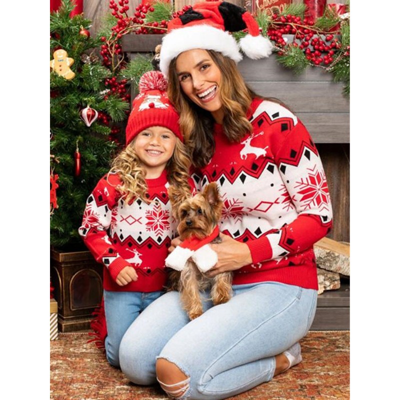 Girls Boys Women Pullovers 2023 Knit Tops Sweaters Christmas Street Wear Indoor Field