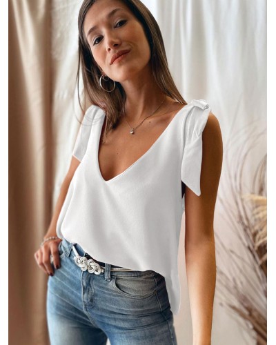 Women Apricot Cami Top V-Neck Knotted Backless Camis Casual Summer