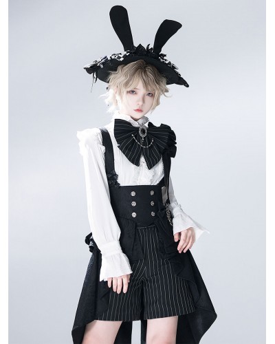 Pre-sell Lolita Bloomers Stripes Straight Black Lolita Pant Gothic