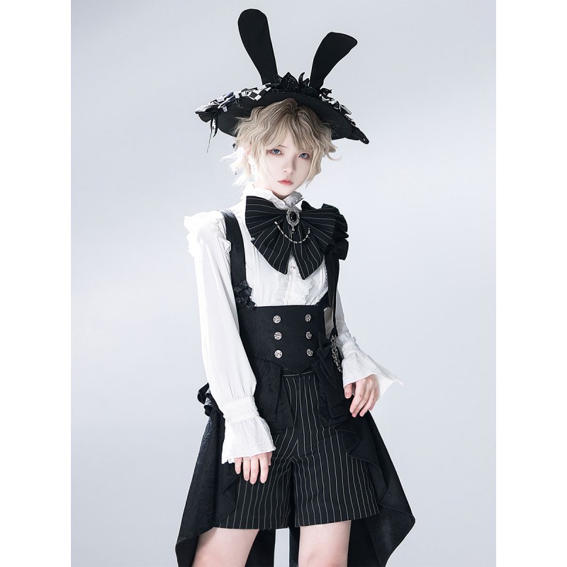 Pre-sell Lolita Bloomers Stripes Straight Black Lolita Pant Gothic