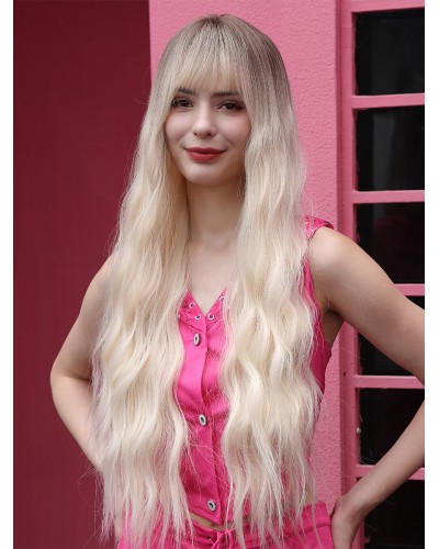 Barbie Wig For Woman Curly Rayon Layered Long Synthetic Wigs Feminine Casual